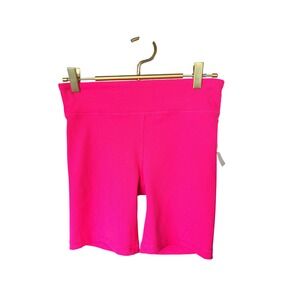 Zella Live In High Waist Ribbed Biker Shorts Neon Pink Sz L